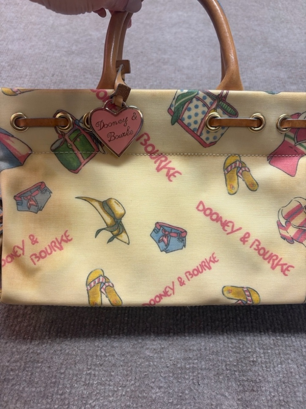 Dooney & Bourke Yellow Printed Canvas Tote Bag
